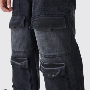 Baggy Rigid Multi Pocket Cargo Jeans